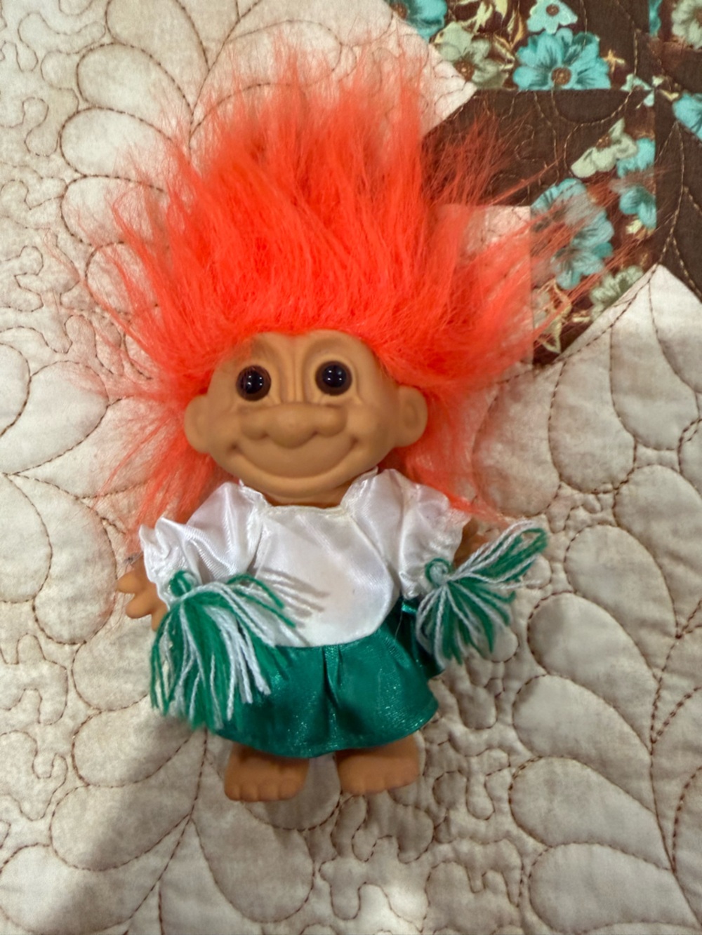 vintage Russ Berrie troll doll cheerleader with orange hair
